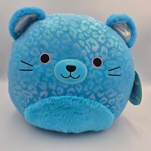 Squishmallows‎ Sarge Leopard Print Blue Plush Stuffed Animal Cat Iridescent NEW